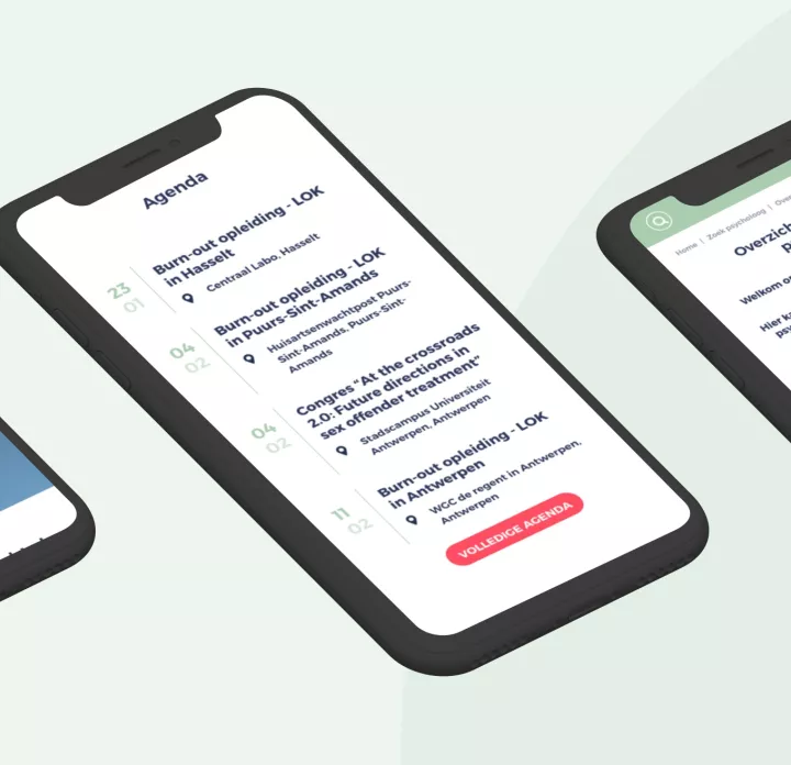 Site van VVKP op een mobiel toestel