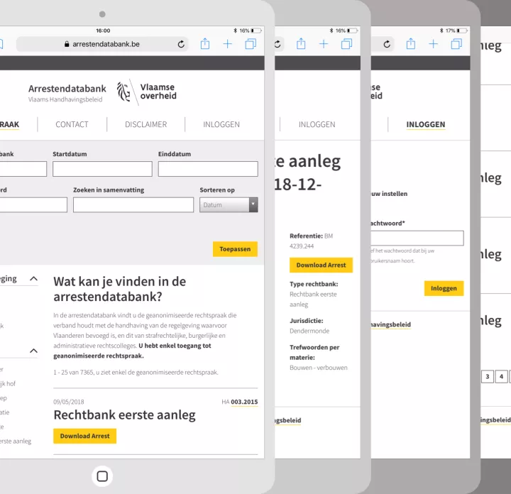 Mock-up Arrestendatabank op Ipad