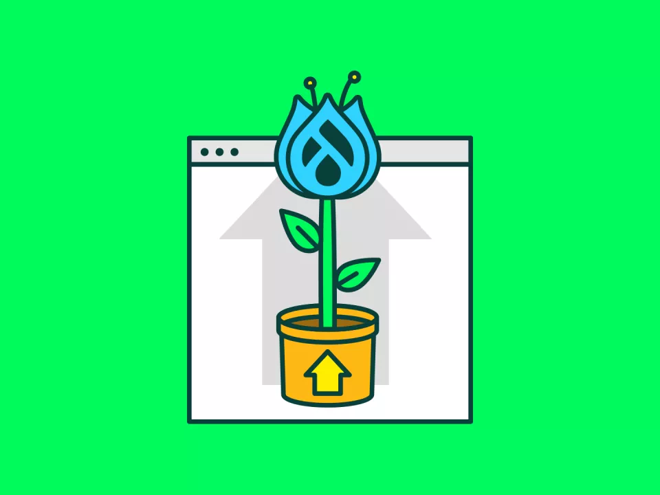 Plant met een bloem in de vorm van het Drupal logo Plant met een bloem in de vorm van het Drupal logo