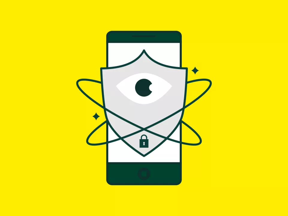 Smartphone afgeschermd met een schild Smartphone afgeschermd met een schild