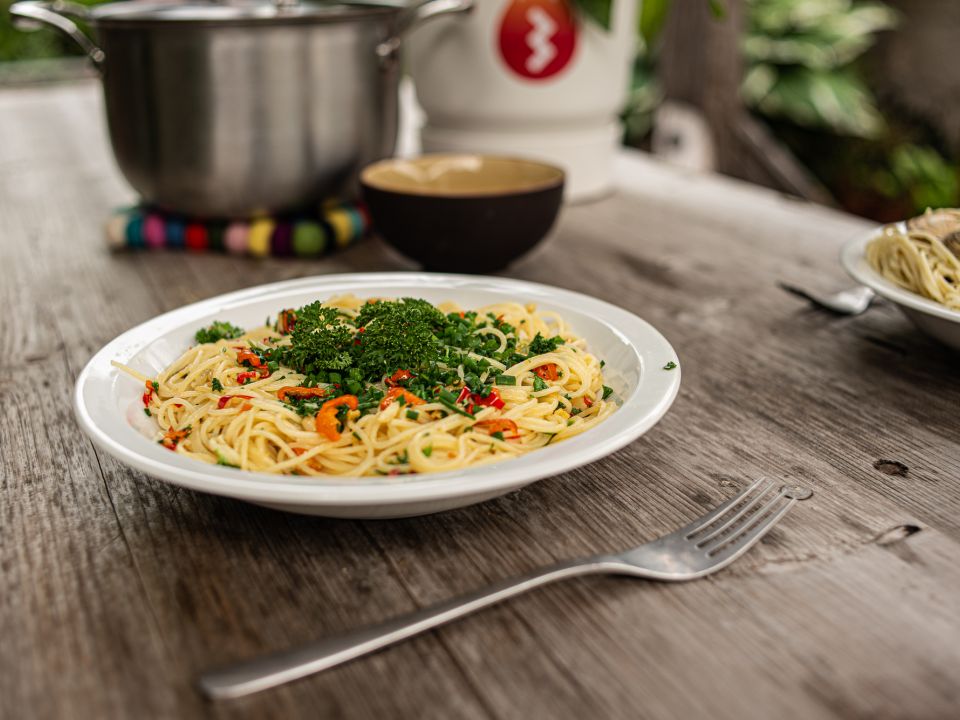 Recept van Dries: Spaghetti all'aglio, olio e peperoncino