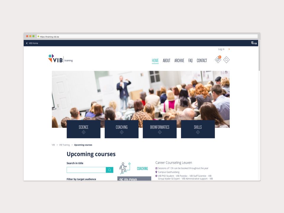VIB training screenshot frontpage