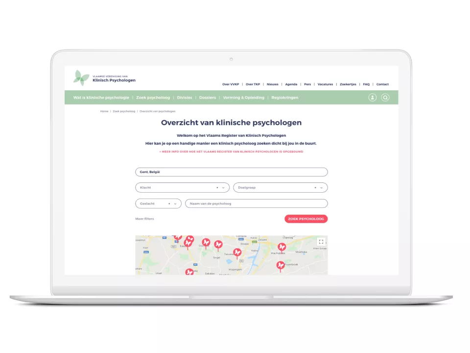 VVKP  pagina zoek een psycholoog op een macbook air