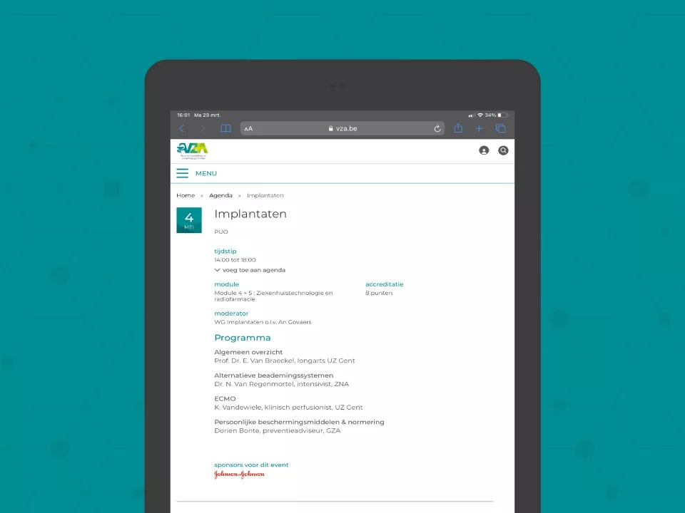 Activiteit met accreditatiepunten weergegeven op een iPad