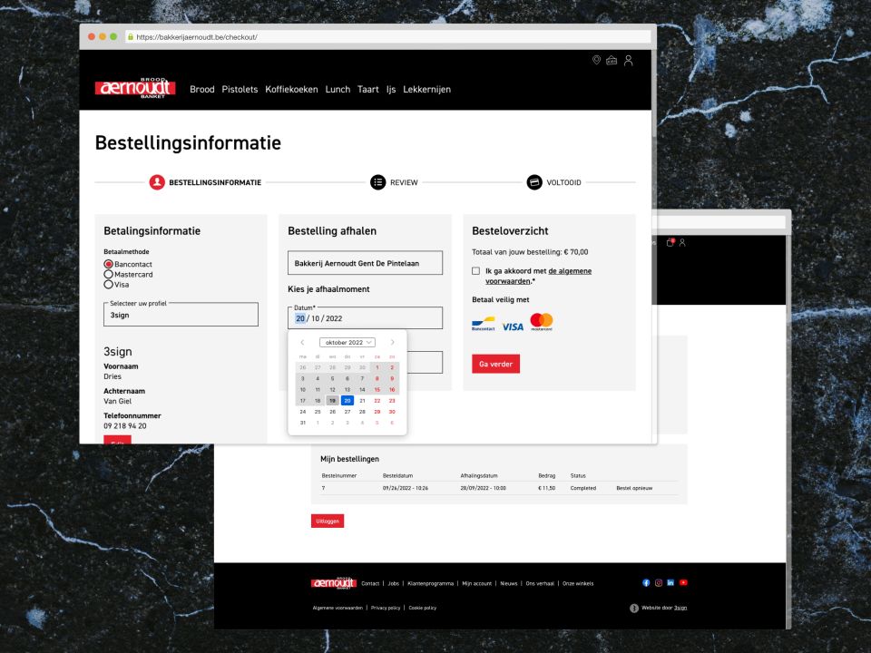 Kies een datum voor ophaling in de checkout