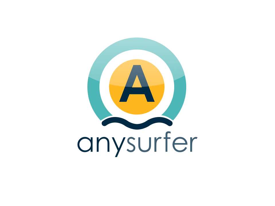 Het logo van Anysurfer: een grote letter A met hieronder de tekst anysurfer