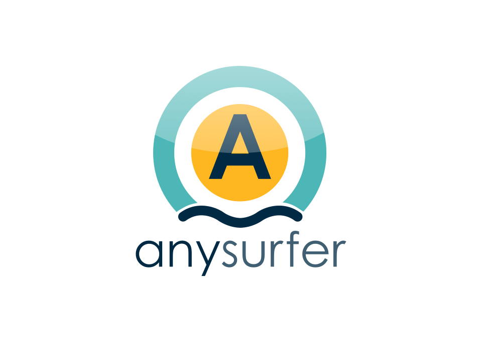 Het logo van Anysurfer: een grote letter A met hieronder de tekst anysurfer Het logo van Anysurfer: een grote letter A met hieronder de tekst anysurfer