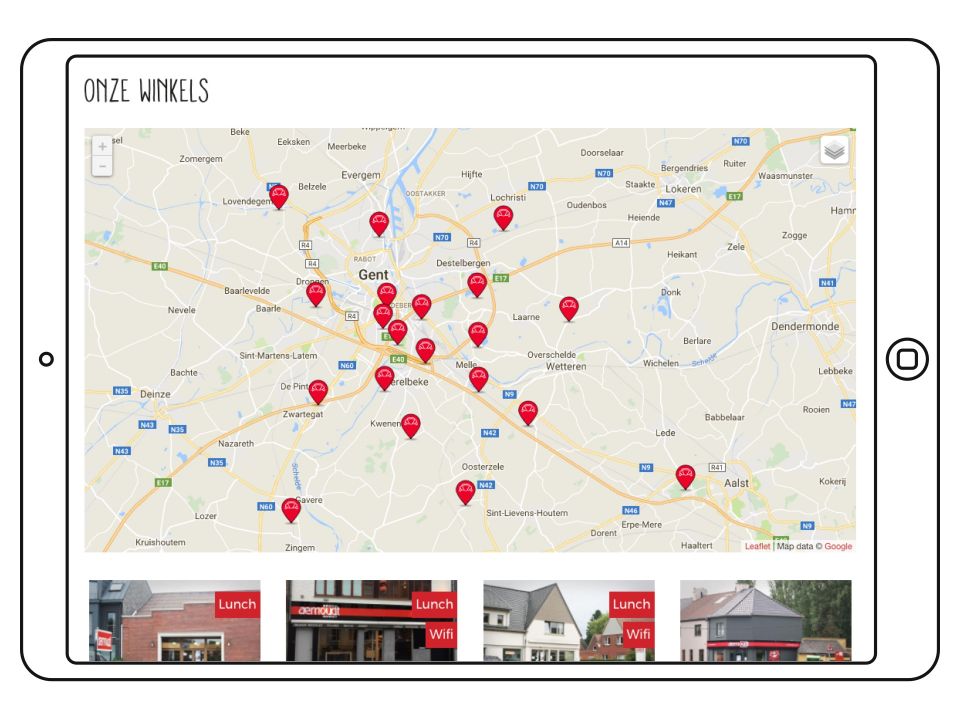 Overzicht van de winkels van Bakkerij Aernoudt in 2019