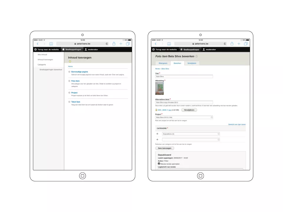 Mock-up beheer website