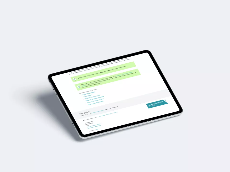 Mockup van de footer met feedback sectie