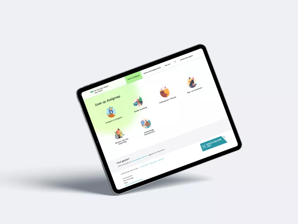 Mockup van de pagina 'zoek op doelgroep'