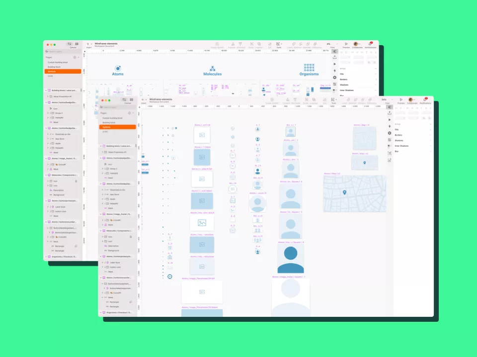 Weergave van onze bibliotheek van wireframe elementen weergegeven in Sketc Weergave van onze bibliotheek van wireframe elementen weergegeven in Sketc