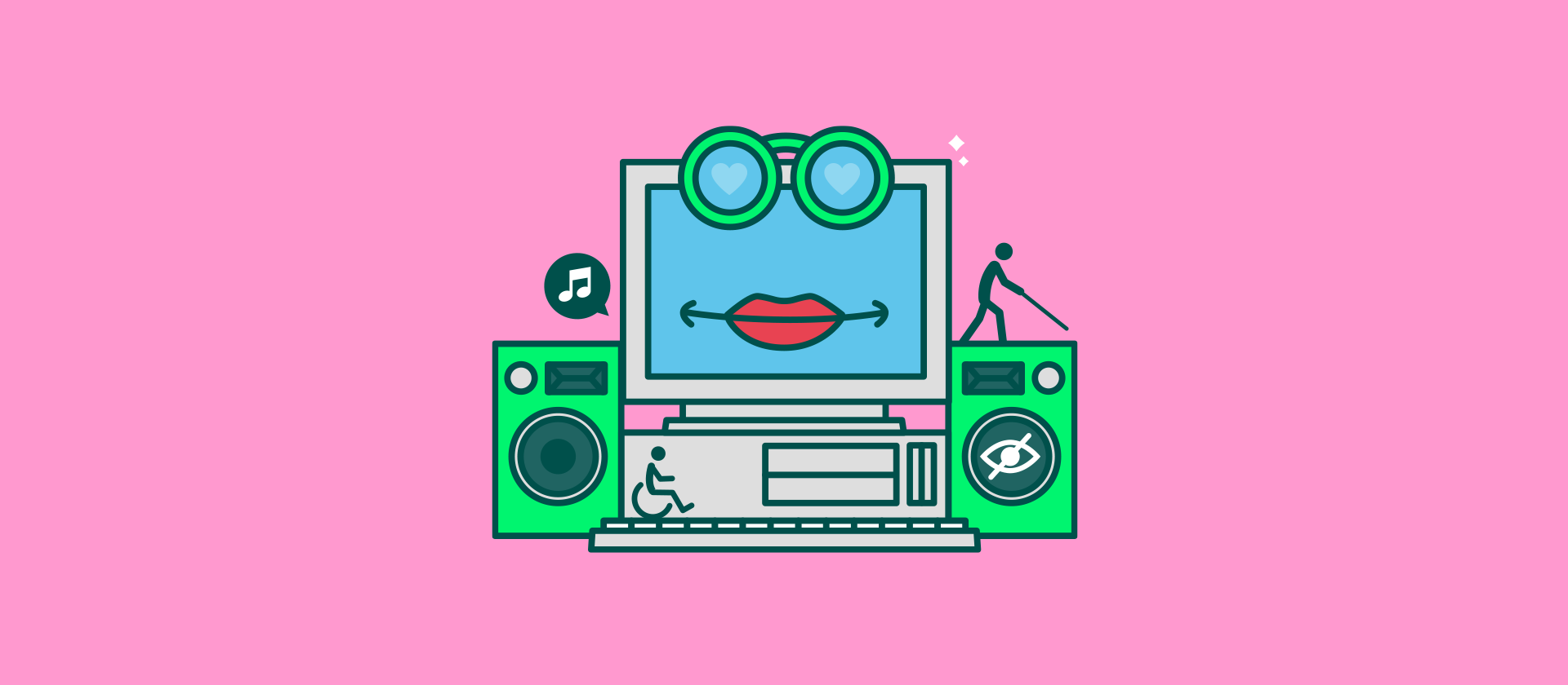 Een toegankelijke website dankzij de WCAG 2.1 richtlijnen Graphic van een pc