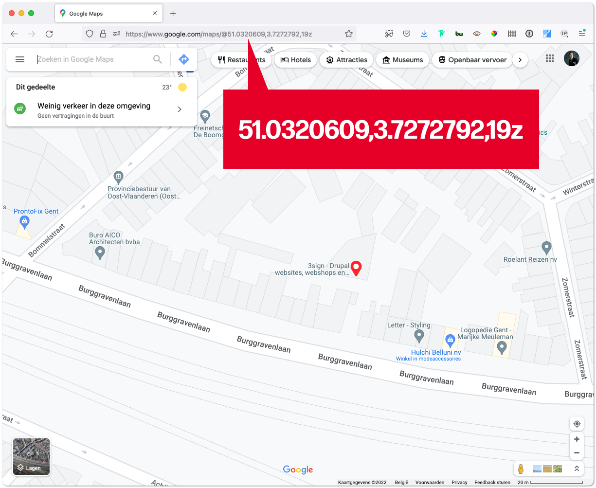 Locatie van 3sign in Google maps - 51.0320609,3.7272792,19z
