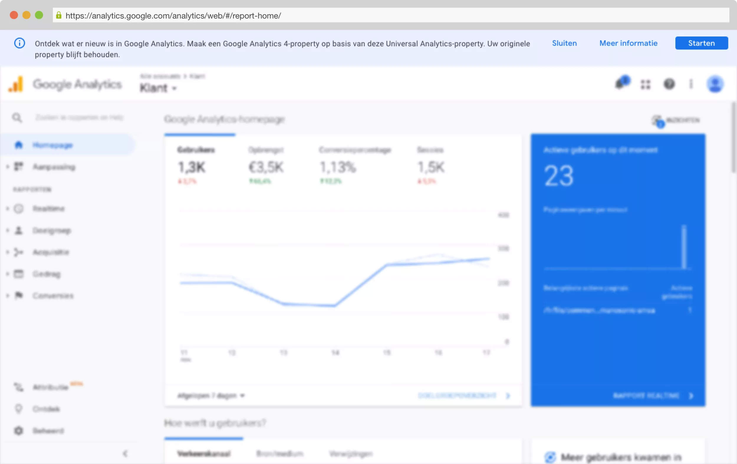 Screenshot Google Analytics 4 pop-up Screenshot Google Analytics 4 pop-up