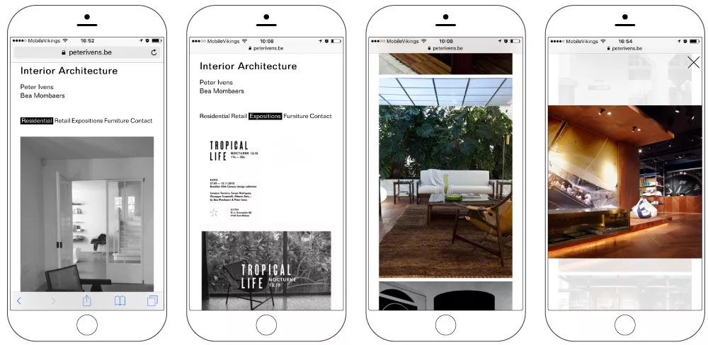 Peter Ivens mock-up website op iPhone
