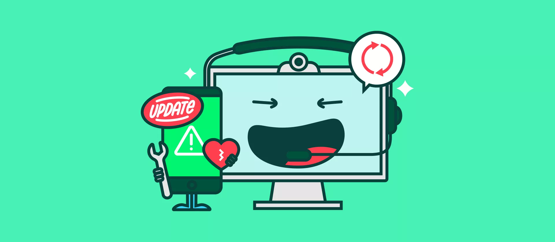 3sign support kanalen Cartoon pc-scherm dat support geeft