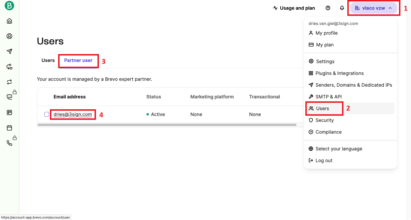 Brevo permissions