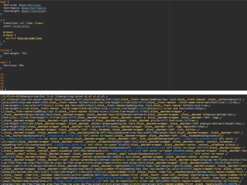 Stukje css voor en na compressie Stukje css voor en na compressie