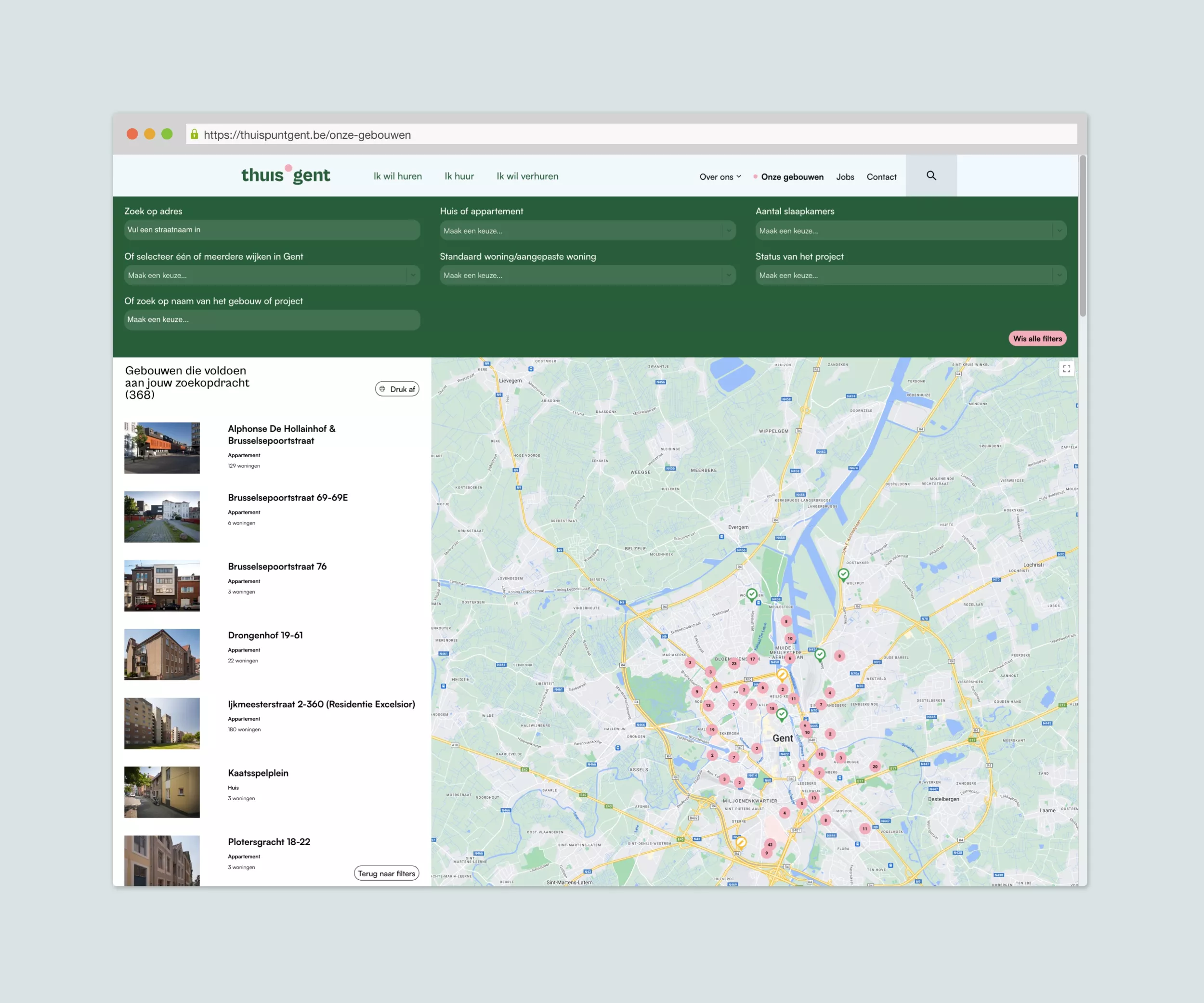 thuispunt Gent interactieve kaart