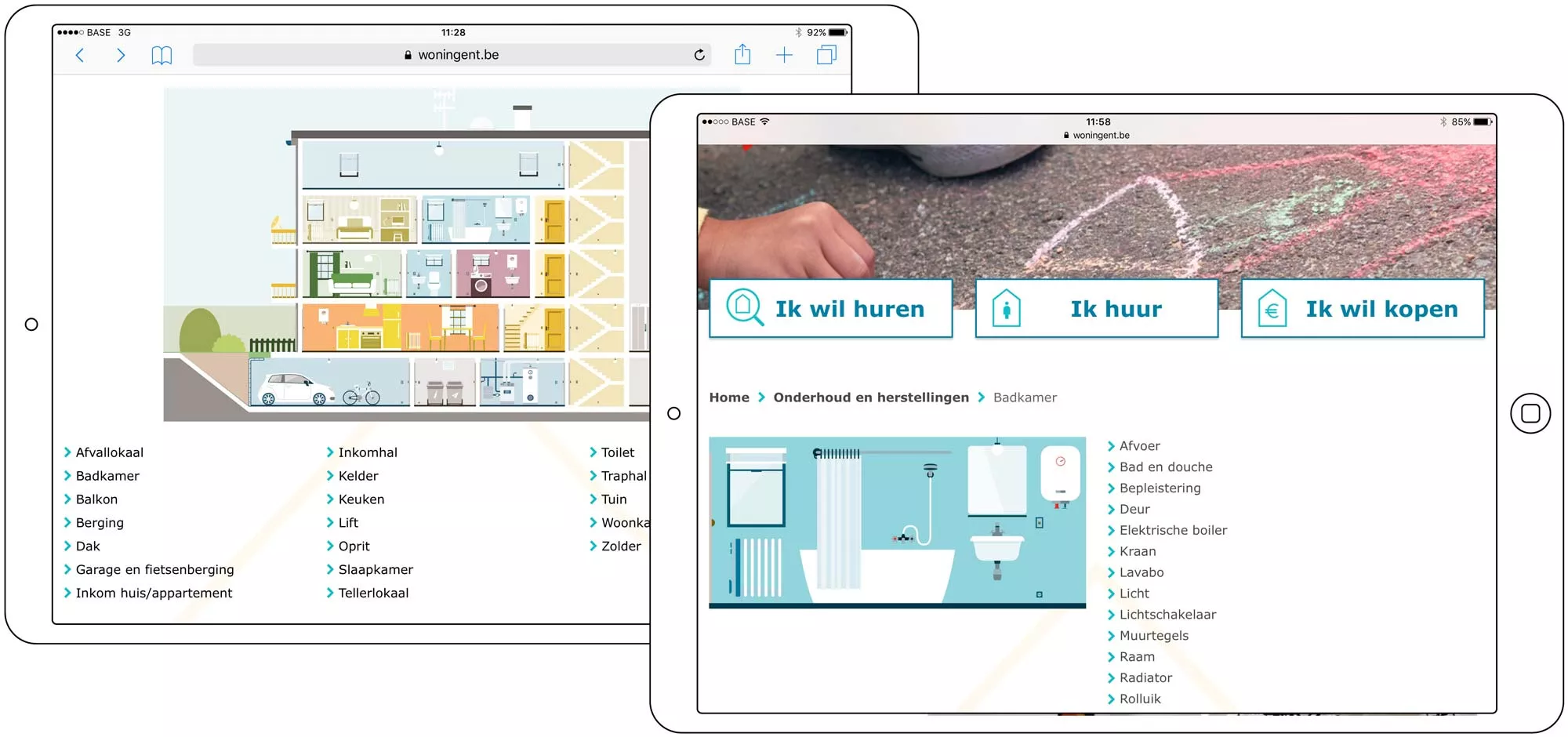 Screenshot van de herstelapplicatie op de site van Woningent Screenshot van de herstelapplicatie op de site van Woningent