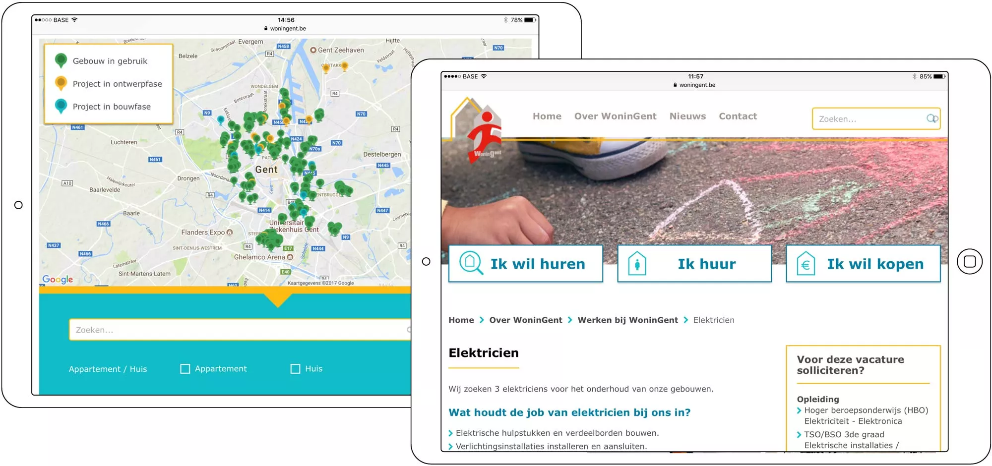 Website van Woningent op een iPad Website van Woningent op een iPad